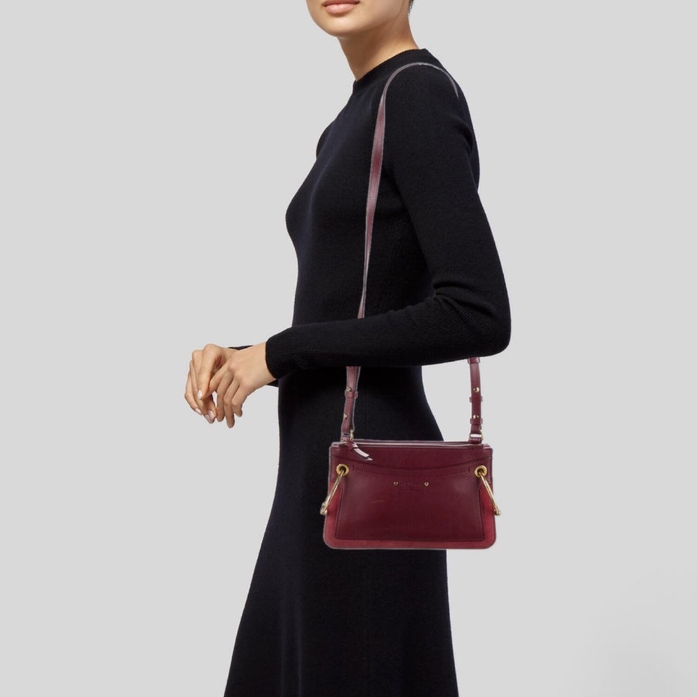 CHLOÉ Roy Leather Burgundy Crossbody Bag